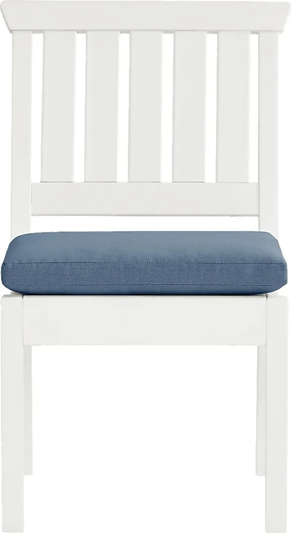 Eastlake White 7 Pc 71 in. Rectangle Outdoor Dining Set with Blueberry Cushions