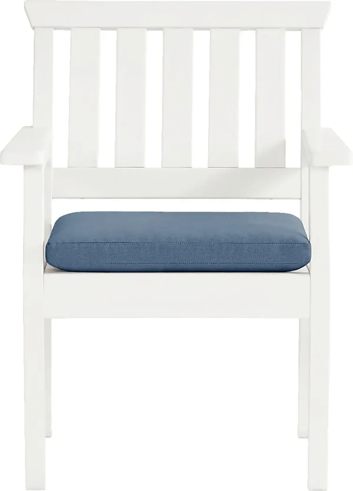 Eastlake White 7 Pc 71 in. Rectangle Outdoor Dining Set with Blueberry Cushions
