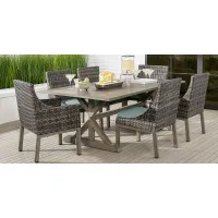 Montecello Gray 7 Pc 84 in. Rectangle Outdoor Dining Set with Mist Cushions