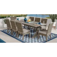 Siesta Key Gray 9 Pc Rectangle Outdoor Dining Set with Twine Cushions