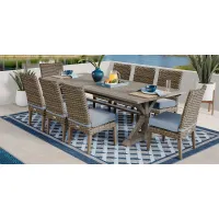 Siesta Key Gray 9 Pc Rectangle Outdoor Dining Set with Steel Cushions