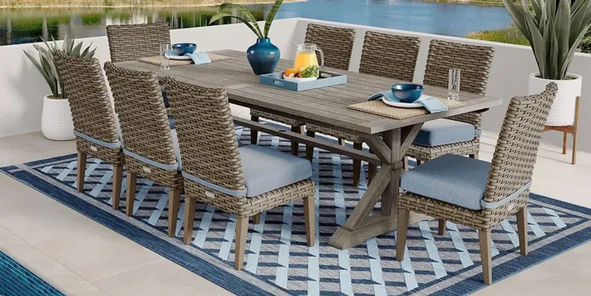 Siesta Key Gray 9 Pc Rectangle Outdoor Dining Set with Steel Cushions