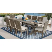 Siesta Key Gray 9 Pc Rectangle Outdoor Dining Set with Linen Cushions