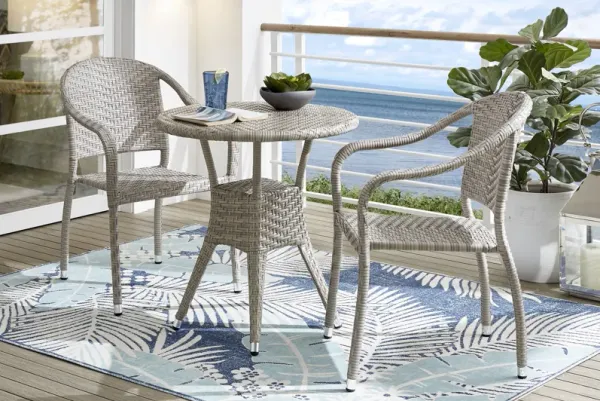 Bay Terrace Gray Wicker 3 Pc 28 in. Round Outdoor Dining Set