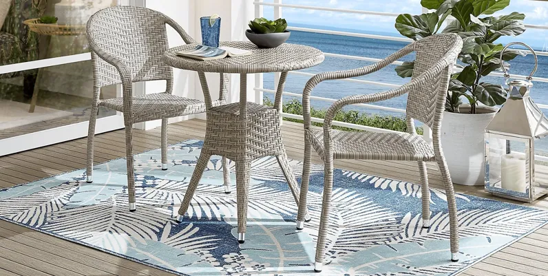 Bay Terrace Gray Wicker 3 Pc 28 in. Round Outdoor Dining Set
