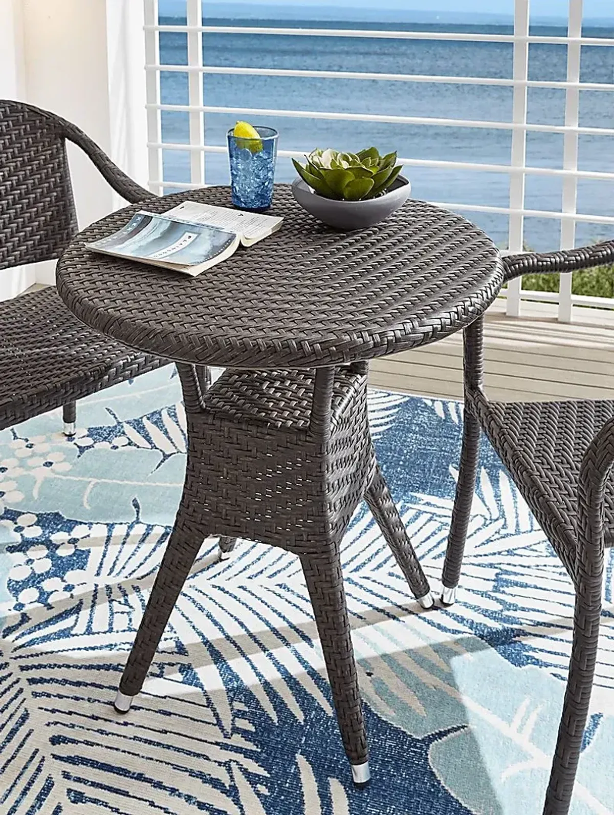 Bay Terrace Brown Wicker 3 Pc 28 in. Round Outdoor Dining Set