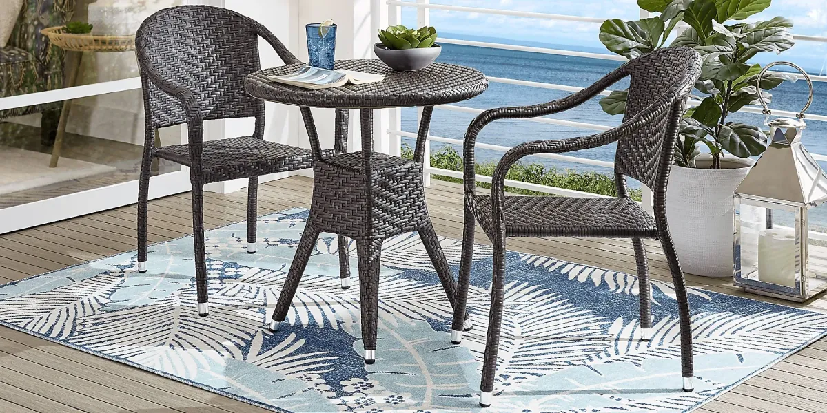 Bay Terrace Brown Wicker 3 Pc 28 in. Round Outdoor Dining Set