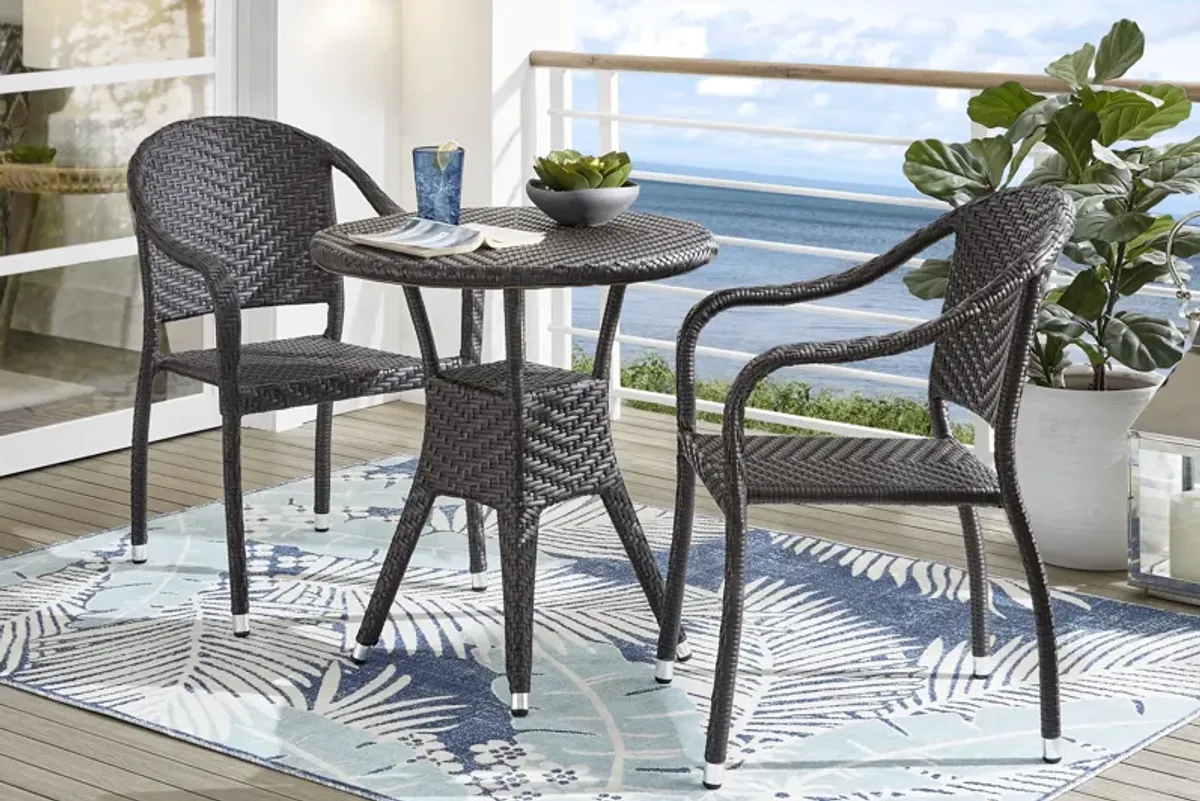 Bay Terrace Brown Wicker 3 Pc 28 in. Round Outdoor Dining Set