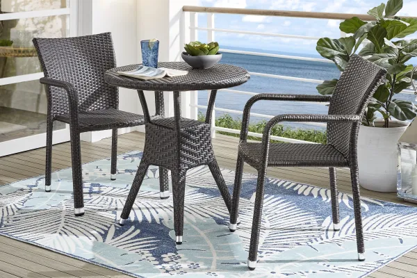 Bay Terrace Brown Wicker 3 Pc 28 in. Round Outdoor Dining Set