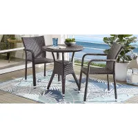 Bay Terrace Brown Wicker 3 Pc 28 in. Round Outdoor Dining Set