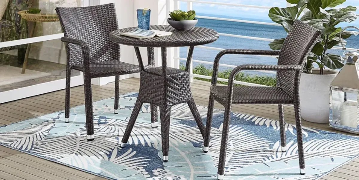 Bay Terrace Brown Wicker 3 Pc 28 in. Round Outdoor Dining Set