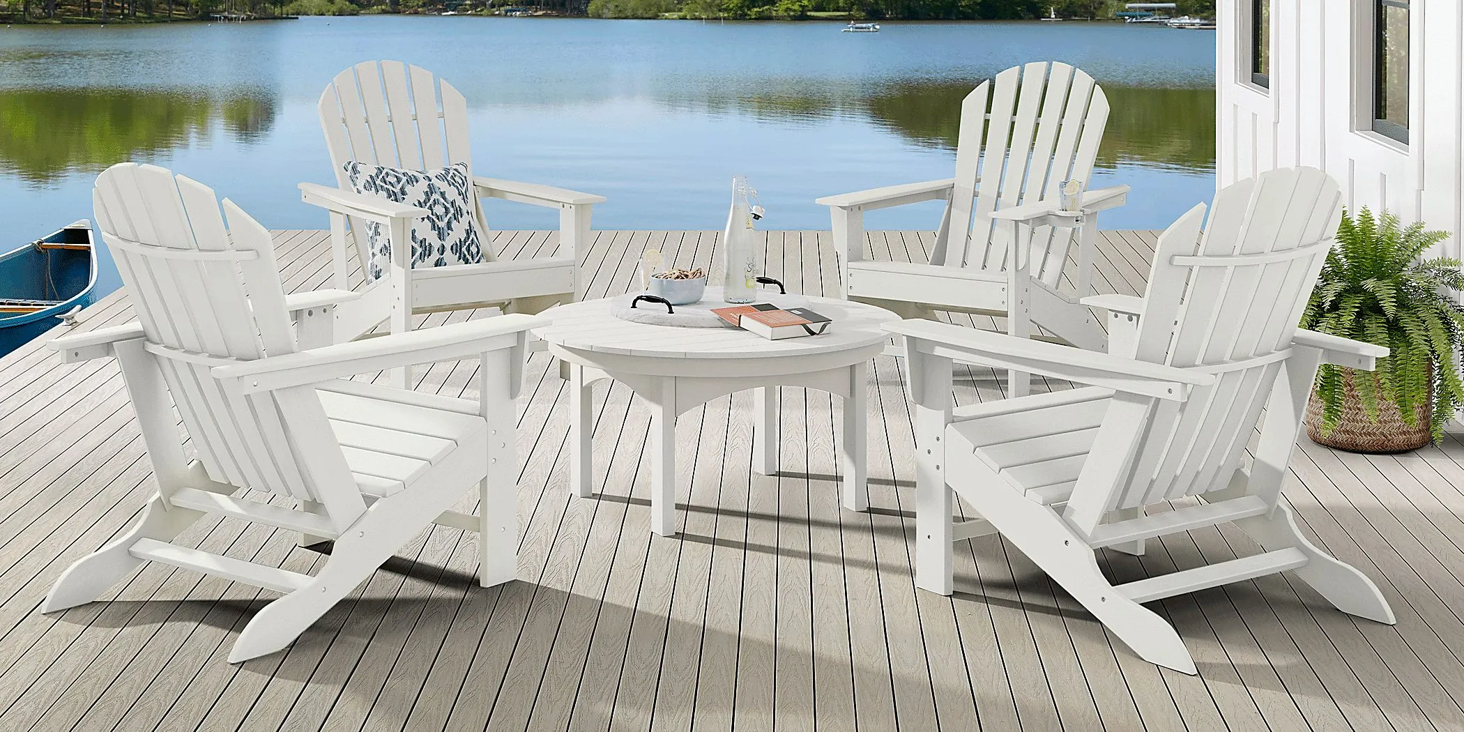 Addy White 5 Pc Round Outdoor Chat Seating Set