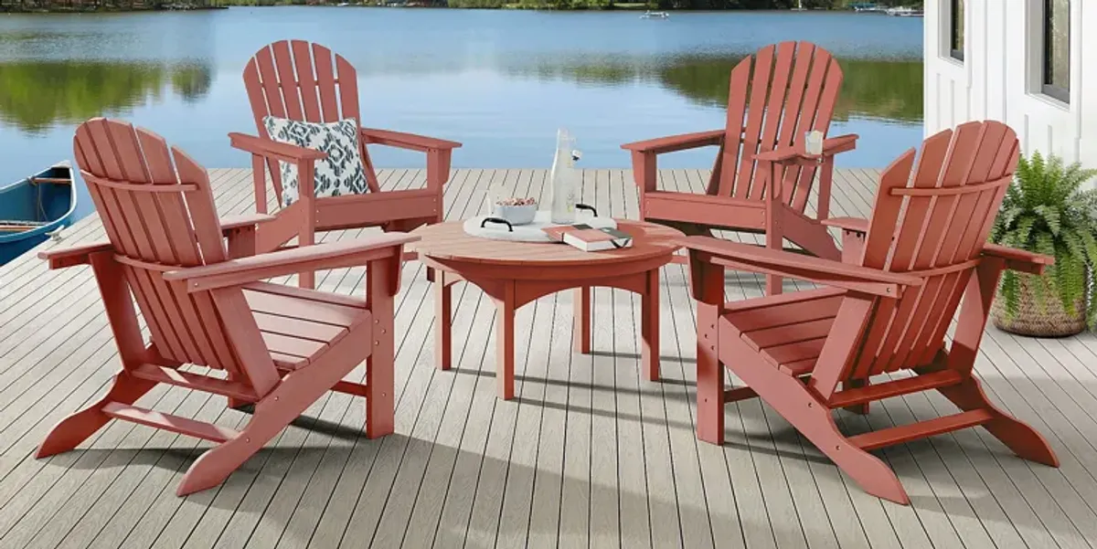 Addy Red 5 Pc Round Outdoor Chat Seating Set