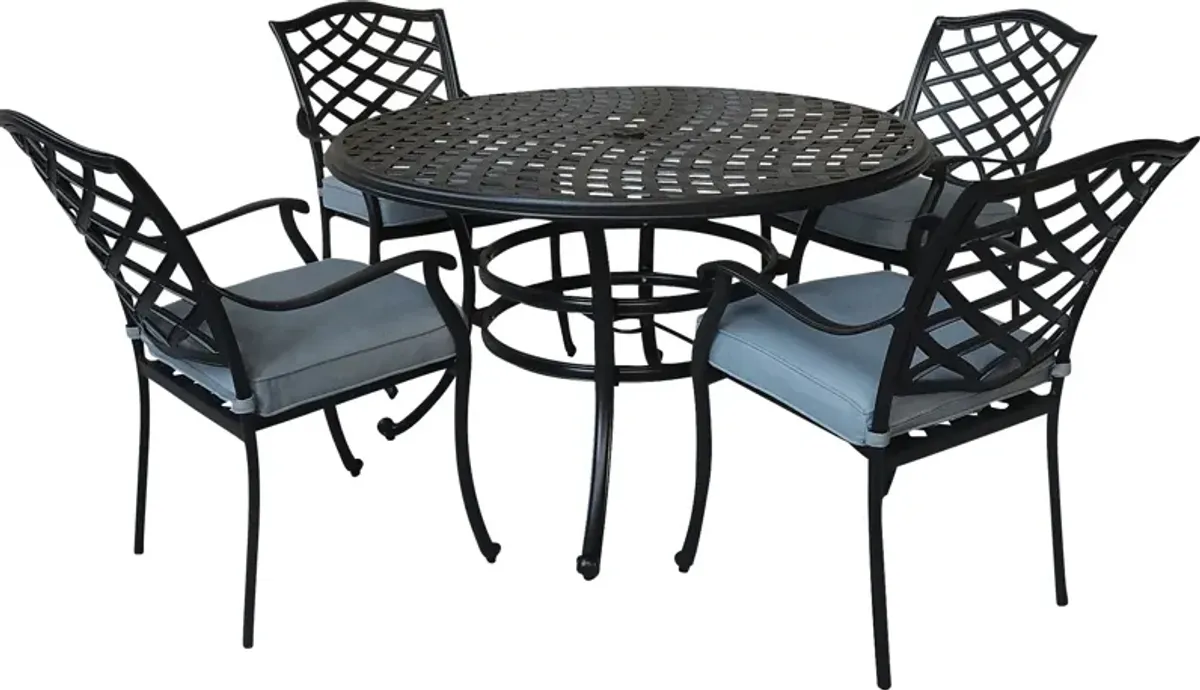 Telese Espresso 5 Pc Outdoor Round Dining Set