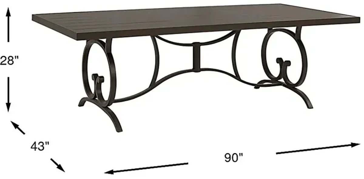 Lake Breeze Aged Bronze 90 in. Rectangle Outdoor Dining Table