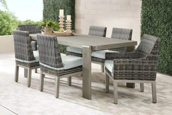 Montecello Gray 7 Pc Outdoor Dining Set with Mist Cushions