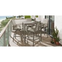 Solana Taupe 5 Pc Outdoor Bar Height Dining Set with Swivel Barstools