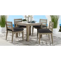 Lake Tahoe Gray 5 Pc Square Outdoor Dining Set with Charcoal Cushions