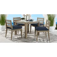 Lake Tahoe Gray 5 Pc Square Outdoor Dining Set with Indigo Cushions