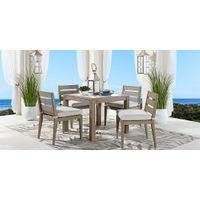 Lake Tahoe Gray 5 Pc Square Outdoor Dining Set with Beige Cushions
