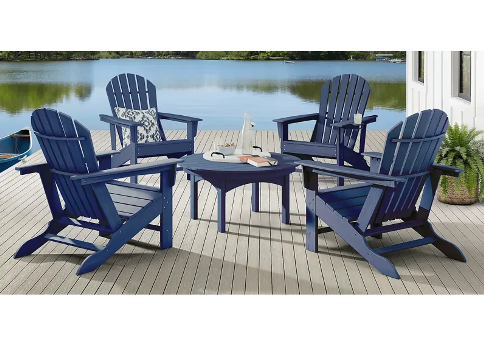 Addy Navy Outdoor Adirondack Chair, Set of 4