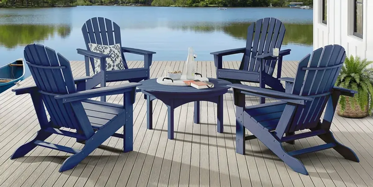 Addy Navy Outdoor Adirondack Chair, Set of 4