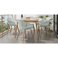Nassau 5 Pc Square Outdoor Dining Set with Green Chairs