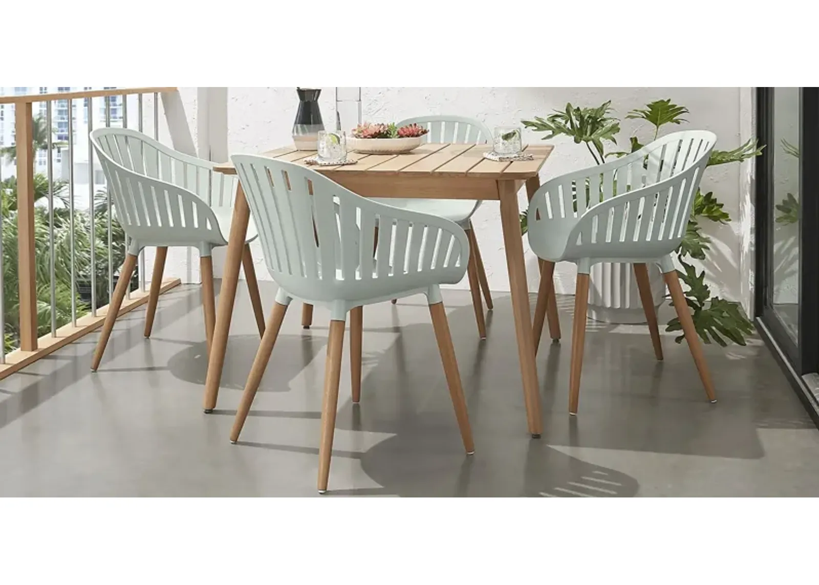 Nassau 5 Pc Square Outdoor Dining Set with Green Chairs