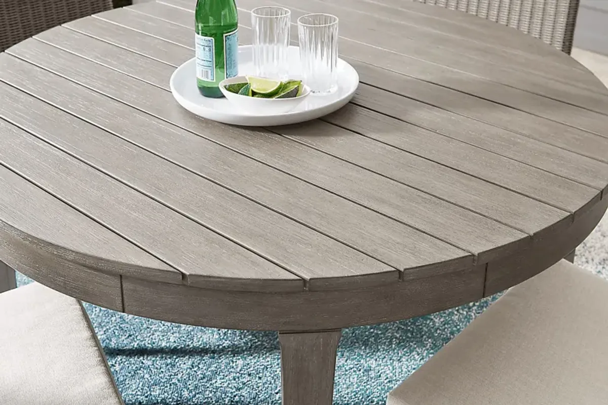 Forest Hills Gray Round Wood Outdoor Dining Table