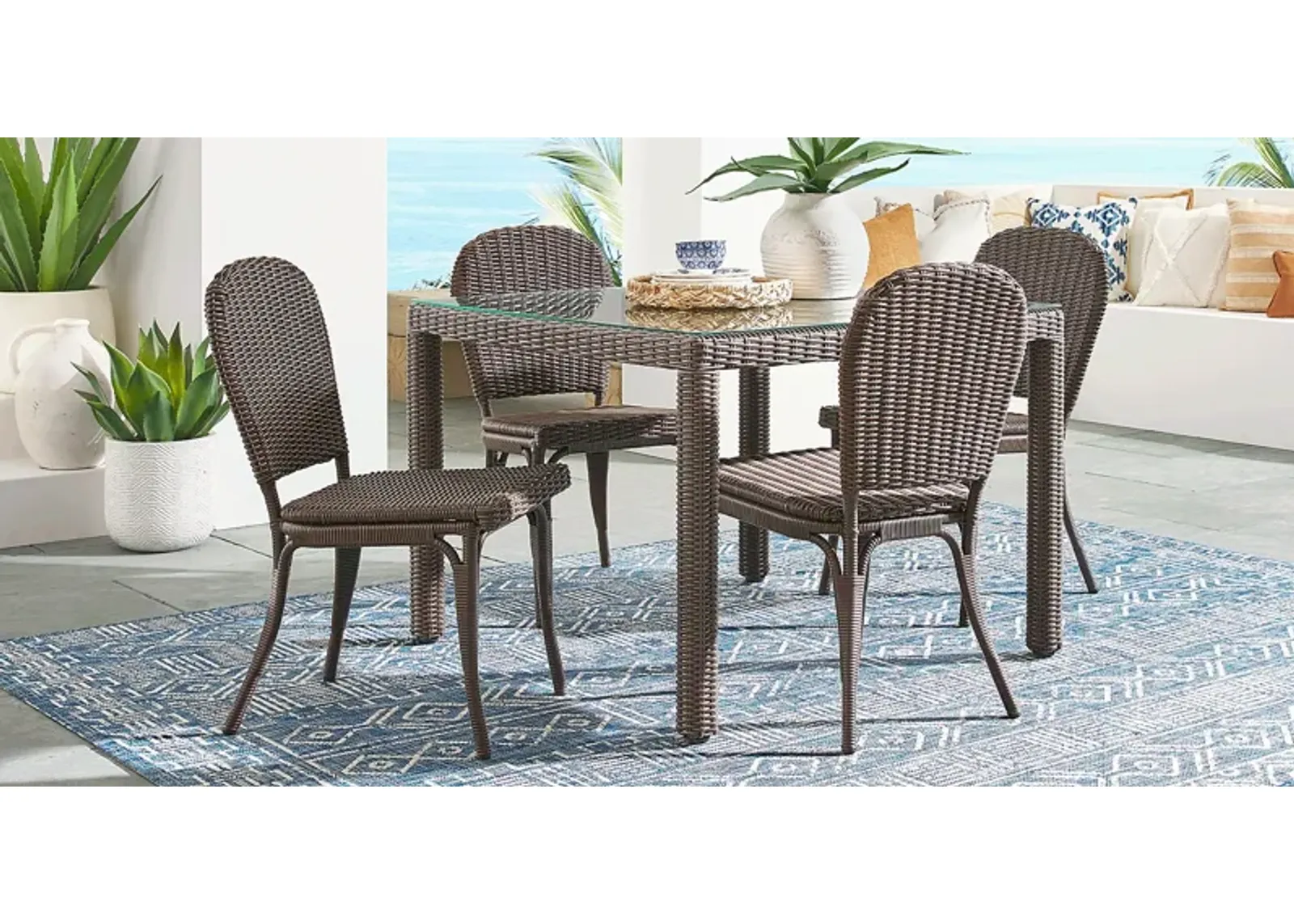 Patmos Brown 5 Pc 42 in. Square Outdoor Dining Set