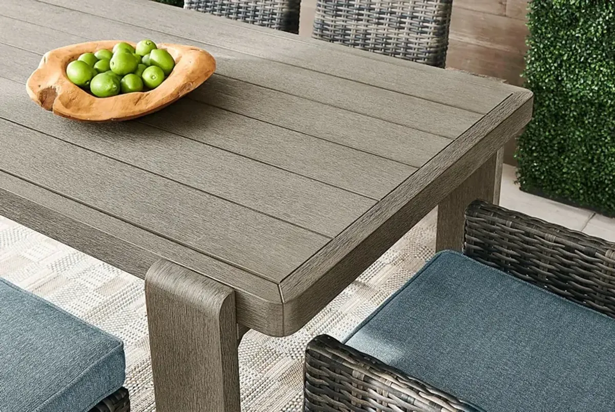 Montecello Gray 6 Pc Outdoor Dining Set with Azure Cushions