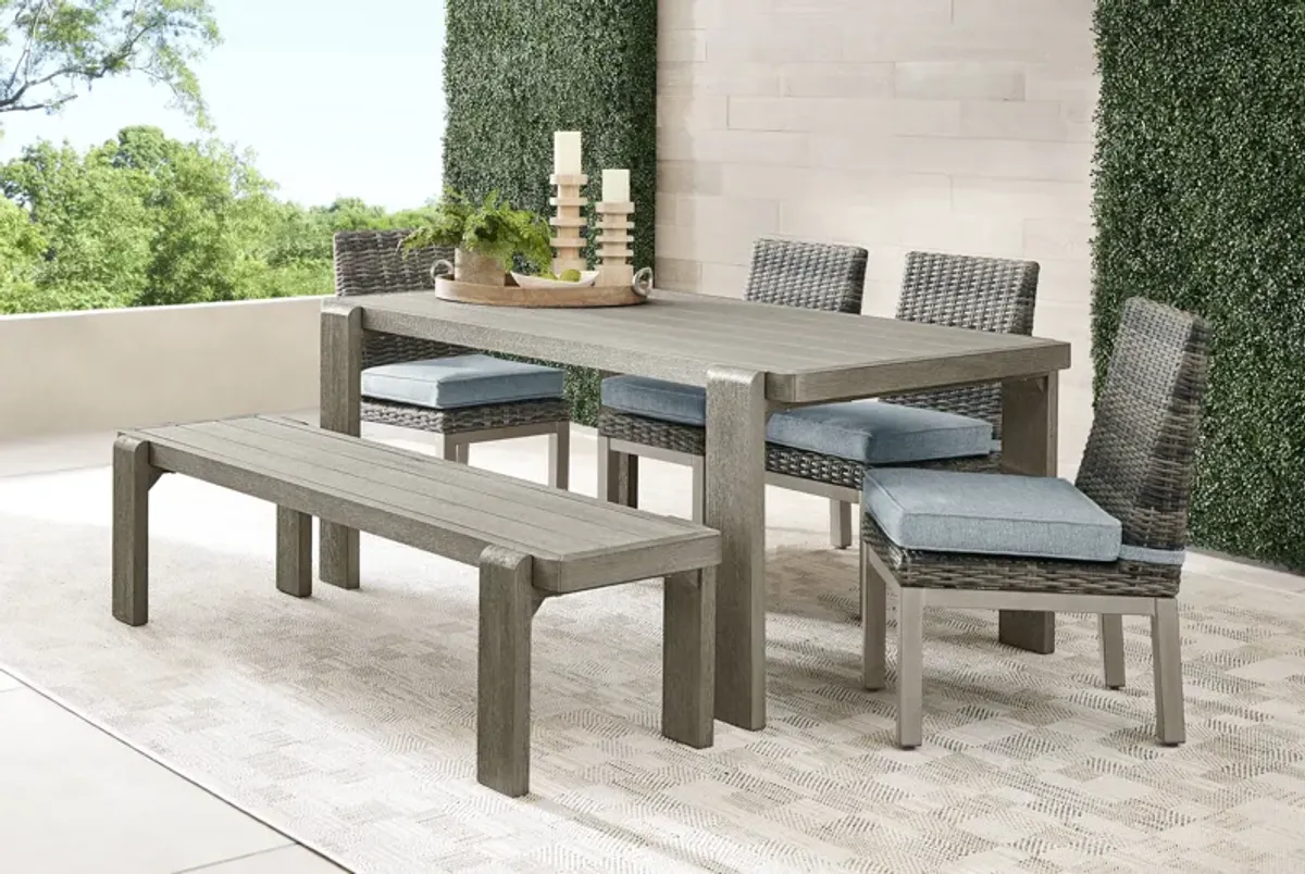 Montecello Gray 6 Pc Outdoor Dining Set with Azure Cushions