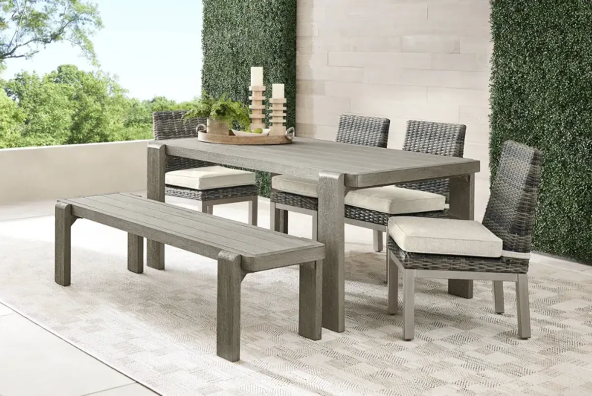 Montecello Gray 6 Pc Outdoor Dining Set with Twine Cushions
