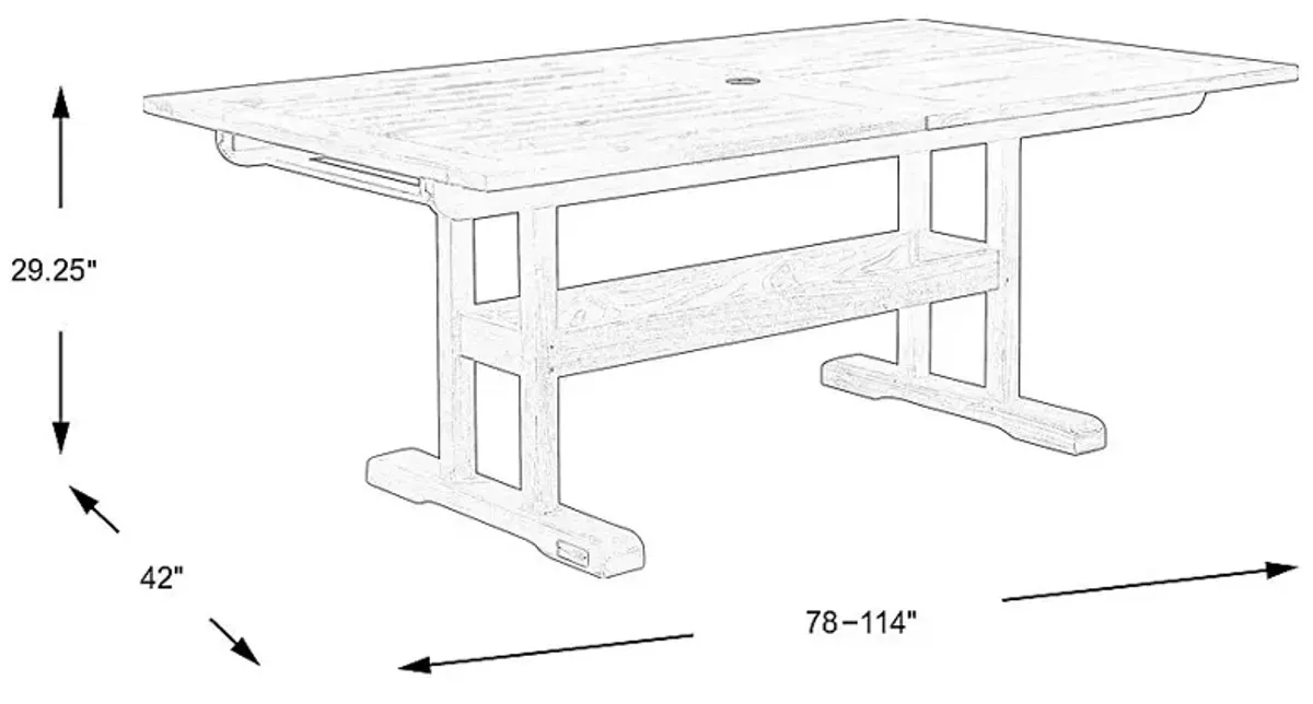 Pleasant Bay Teak Rectangle Extension Outdoor Dining Table