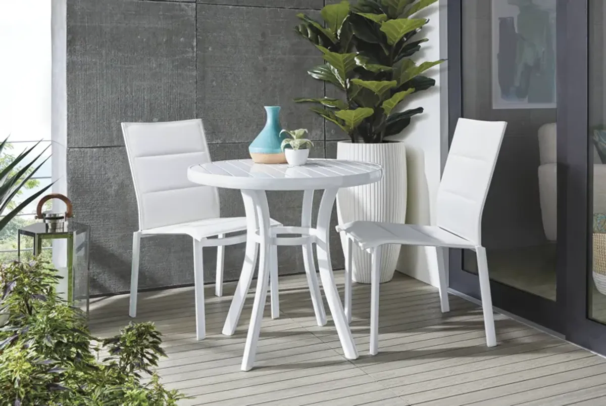 Solana White 32 in. Round Outdoor Dining Table
