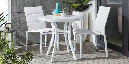 Solana White 32 in. Round Outdoor Dining Table