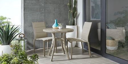 Solana Taupe 32 in. Round Outdoor Dining Table