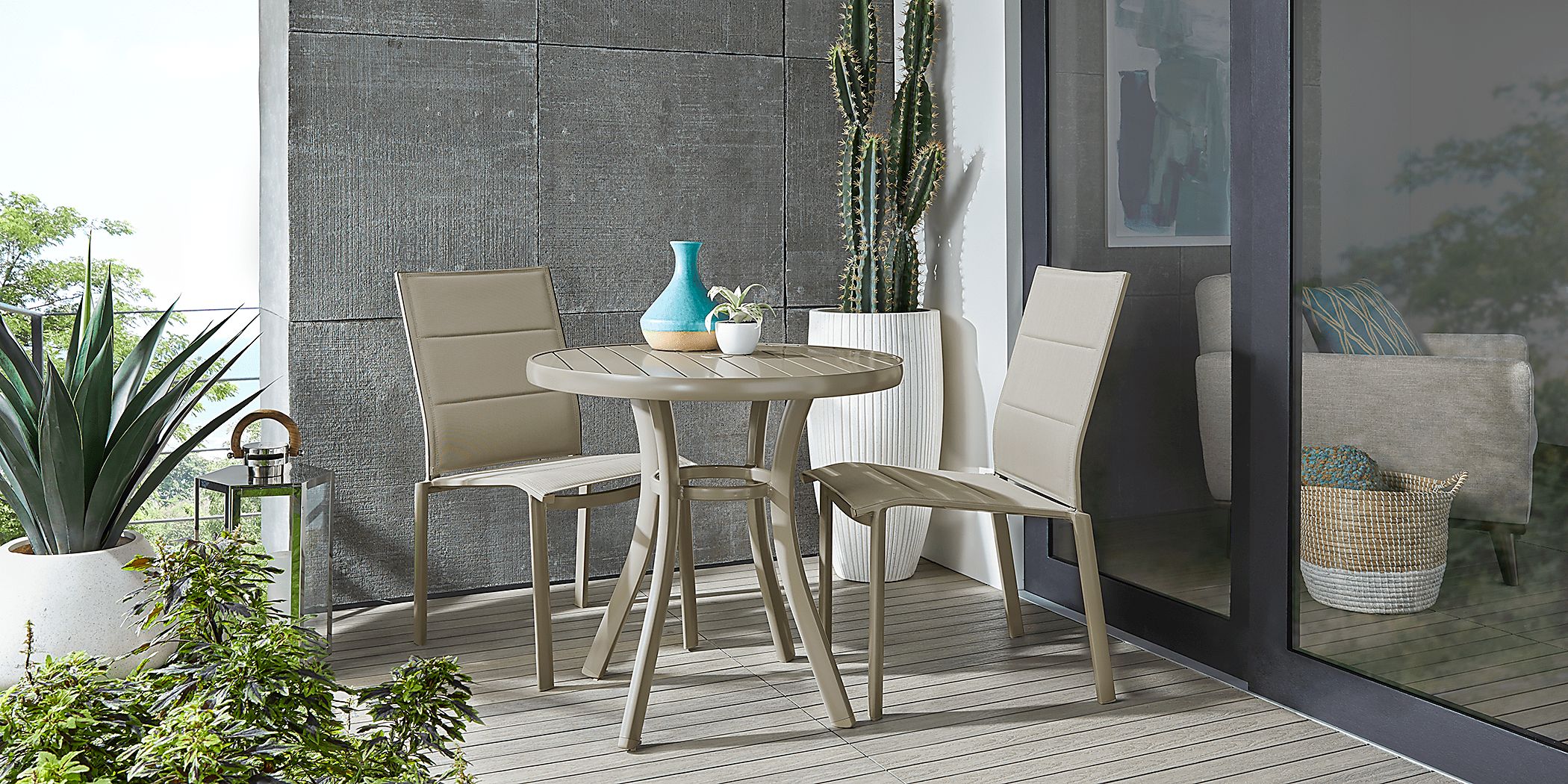 Solana Taupe 32 in. Round Outdoor Dining Table