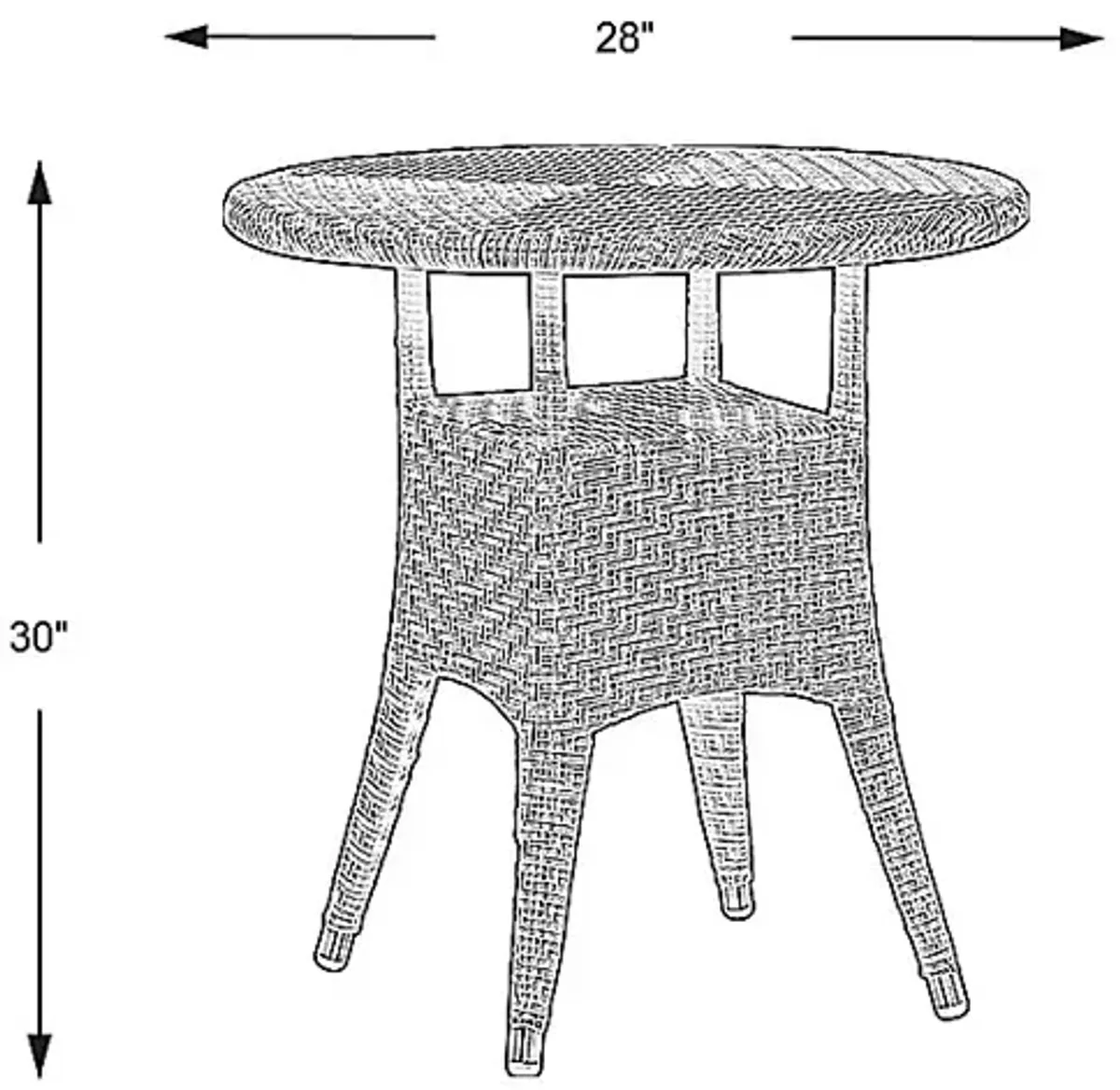 Bay Terrace Gray Wicker 28 in. Round Outdoor Dining Table