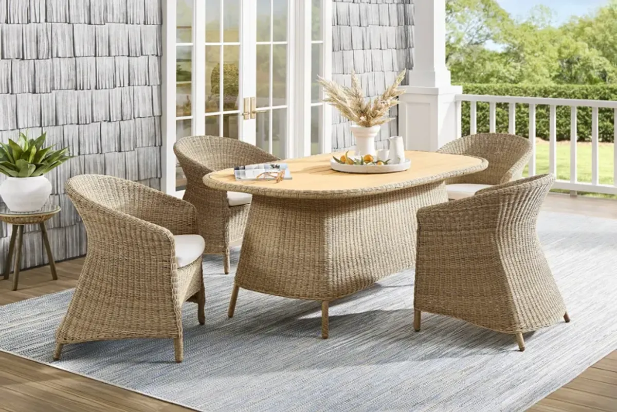 Sarina Bay Natural 5 Pc Outdoor Dining Set