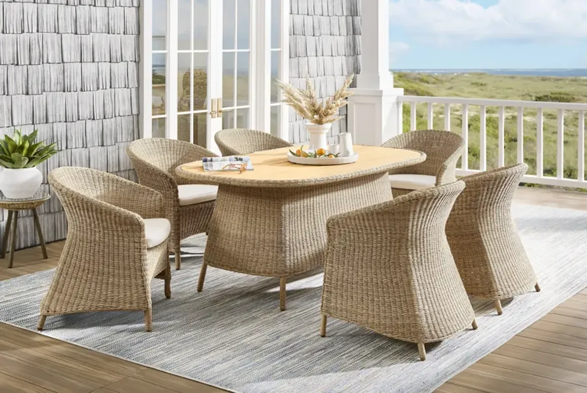 Sarina Bay Natural 7 Pc Outdoor Dining Set