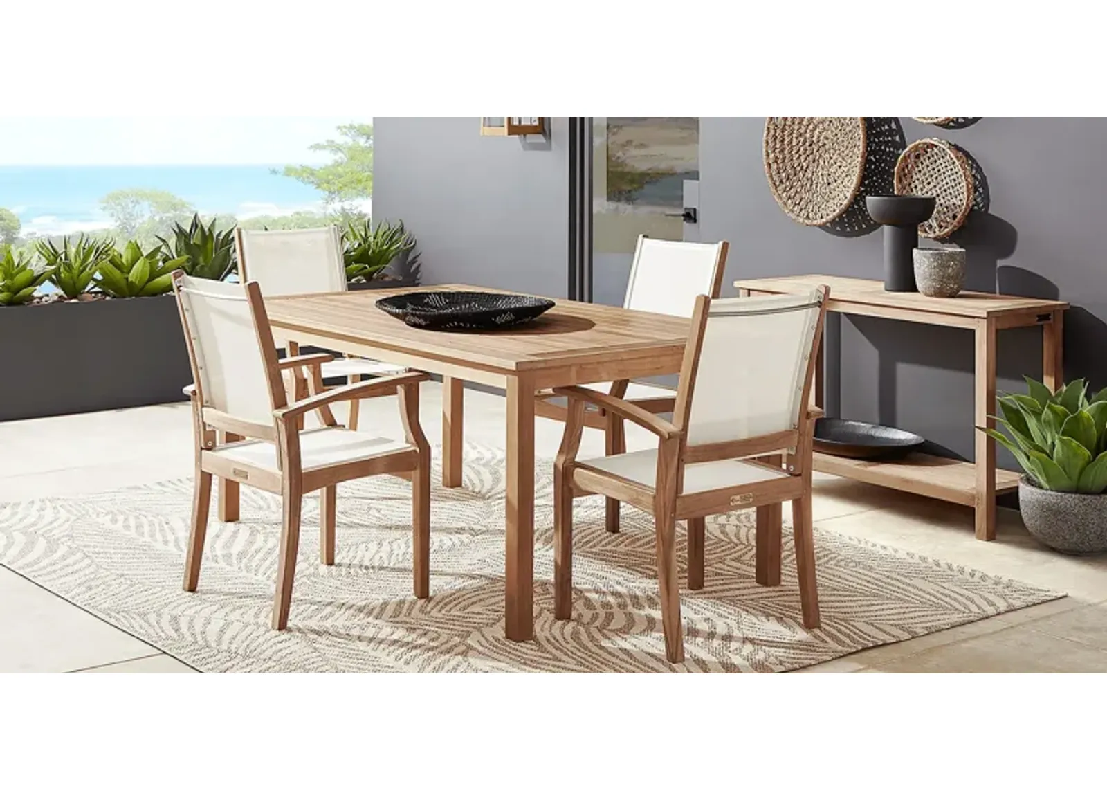 Pleasant Bay Teak 5 Pc Rectangle Outdoor Dining Set