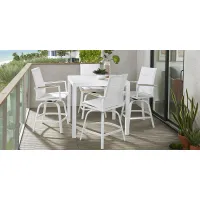 Solana White 5 Pc Outdoor Balcony Dining Set with Swivel Stools