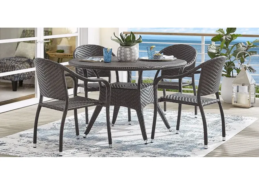 Bay Terrace Brown Wicker 5 Pc 48 in. Round Outdoor Dining Set