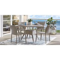 Bay Terrace Gray Wicker 5 Pc 48 in. Round Outdoor Dining Set