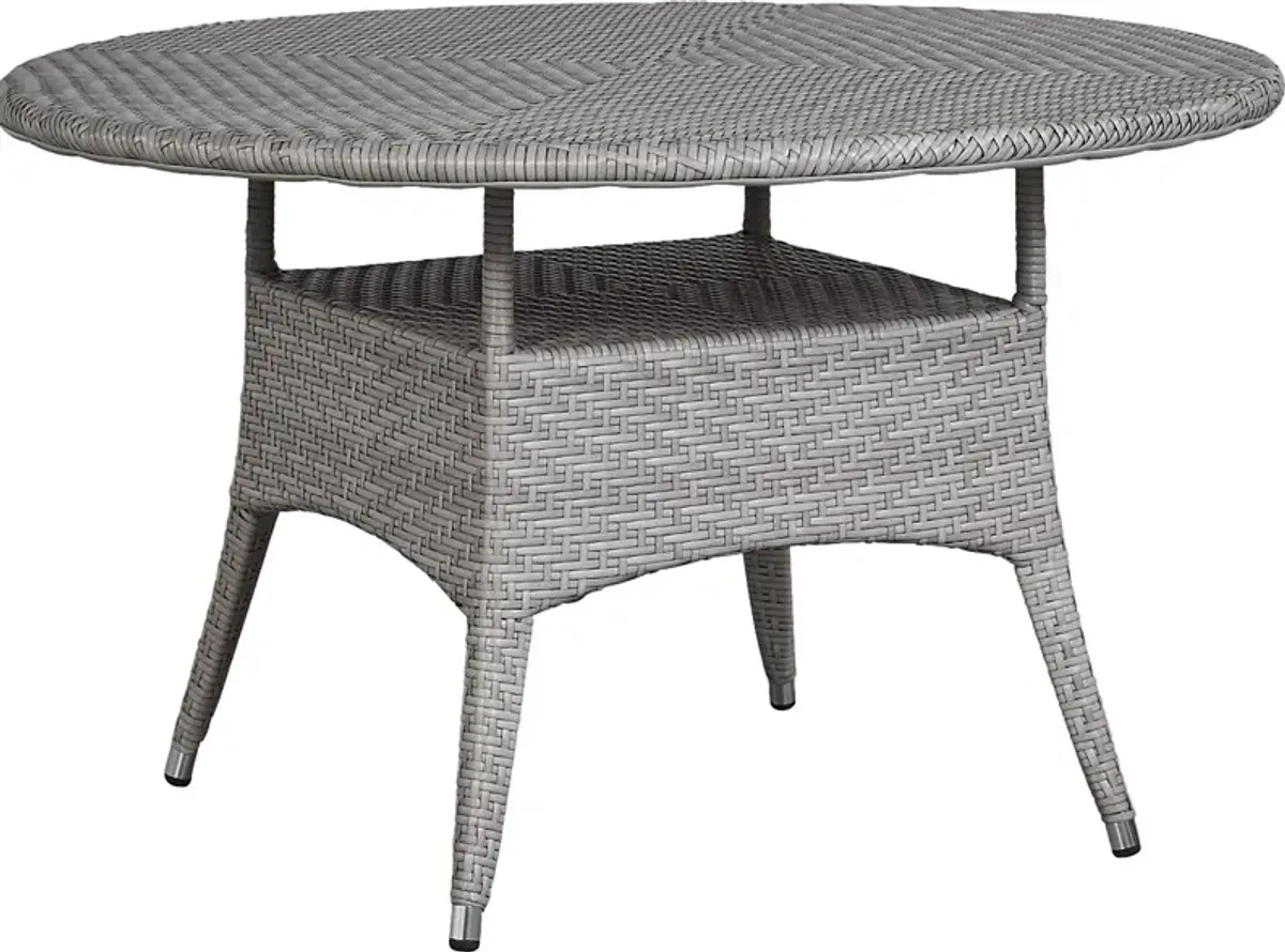 Bay Terrace Gray Wicker 5 Pc 48 in. Round Outdoor Dining Set