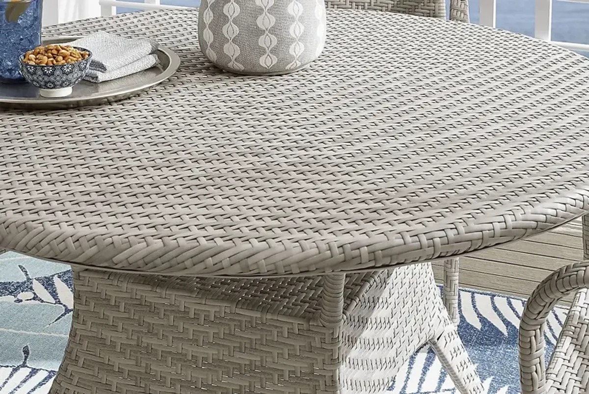 Bay Terrace Gray Wicker 5 Pc 48 in. Round Outdoor Dining Set