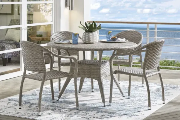 Bay Terrace Gray Wicker 5 Pc 48 in. Round Outdoor Dining Set