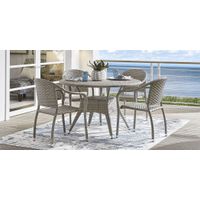 Bay Terrace Gray Wicker 5 Pc 48 in. Round Outdoor Dining Set