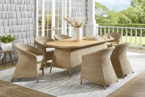 Sarina Bay Natural 7 Pc Outdoor Dining Set